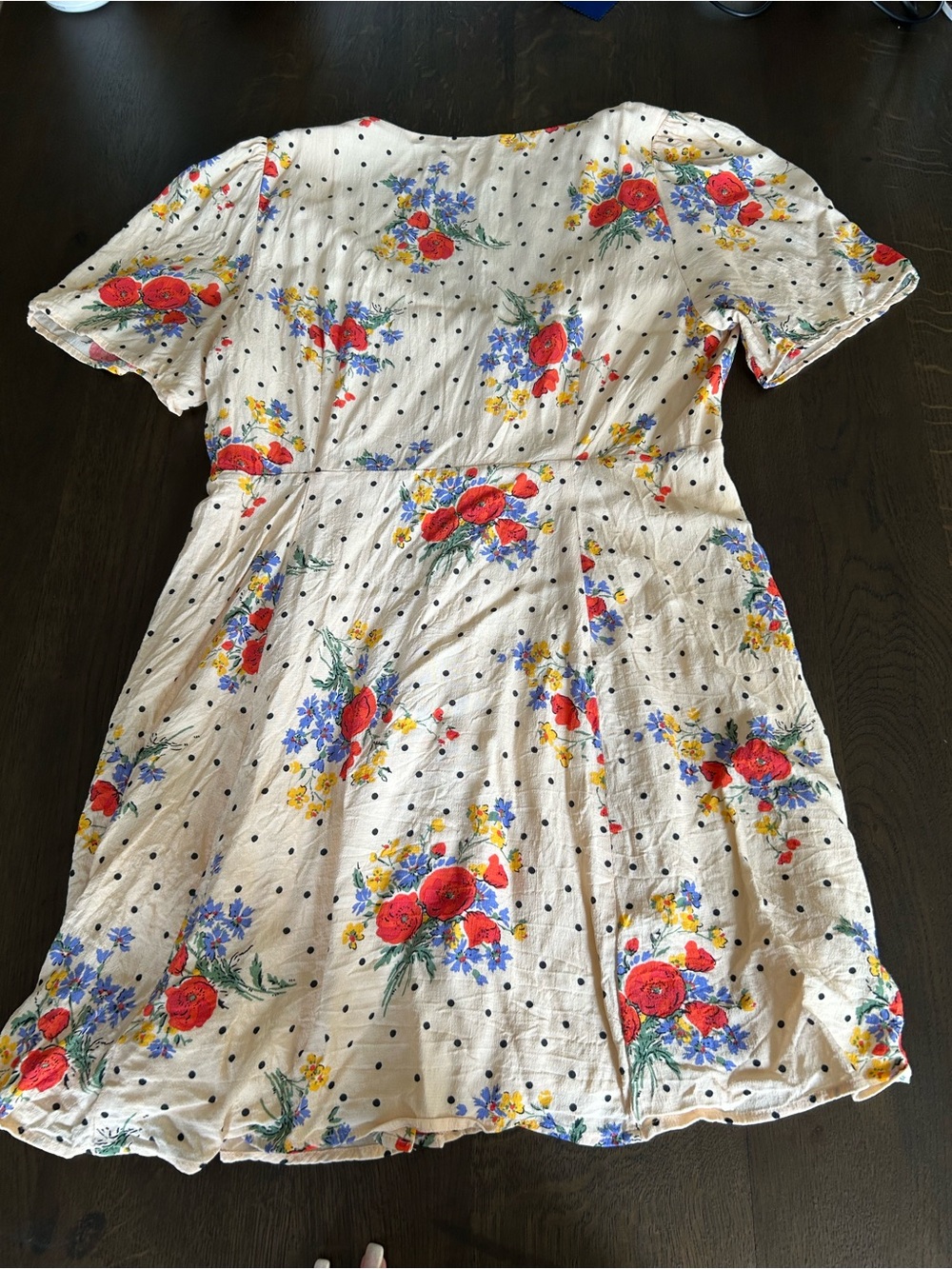 Sezane Lilly dress in poppy print floral mini dress button down short sleeve - Picture 16 of 16